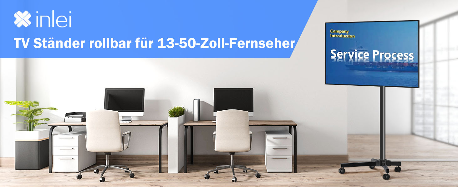Підставка для телевізора XINLEI, телевізійна візок для телевізорів 13-50 дюймів, регульована висота, кут нахилу 30°, з колесами, VESA 200x200 мм, ML1350