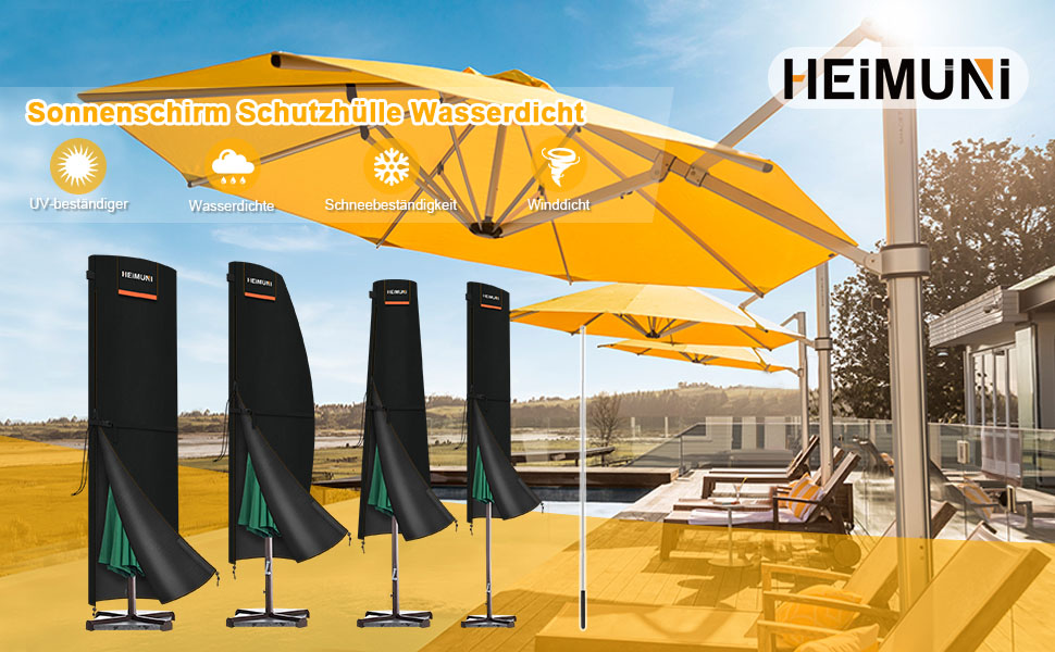 Чохол для парасольки від сонця, захисний чохол для парасольки, 3-5 м, великий розмір, захист від погодних умов, UV, вітру та снігу, 295x80/80 см