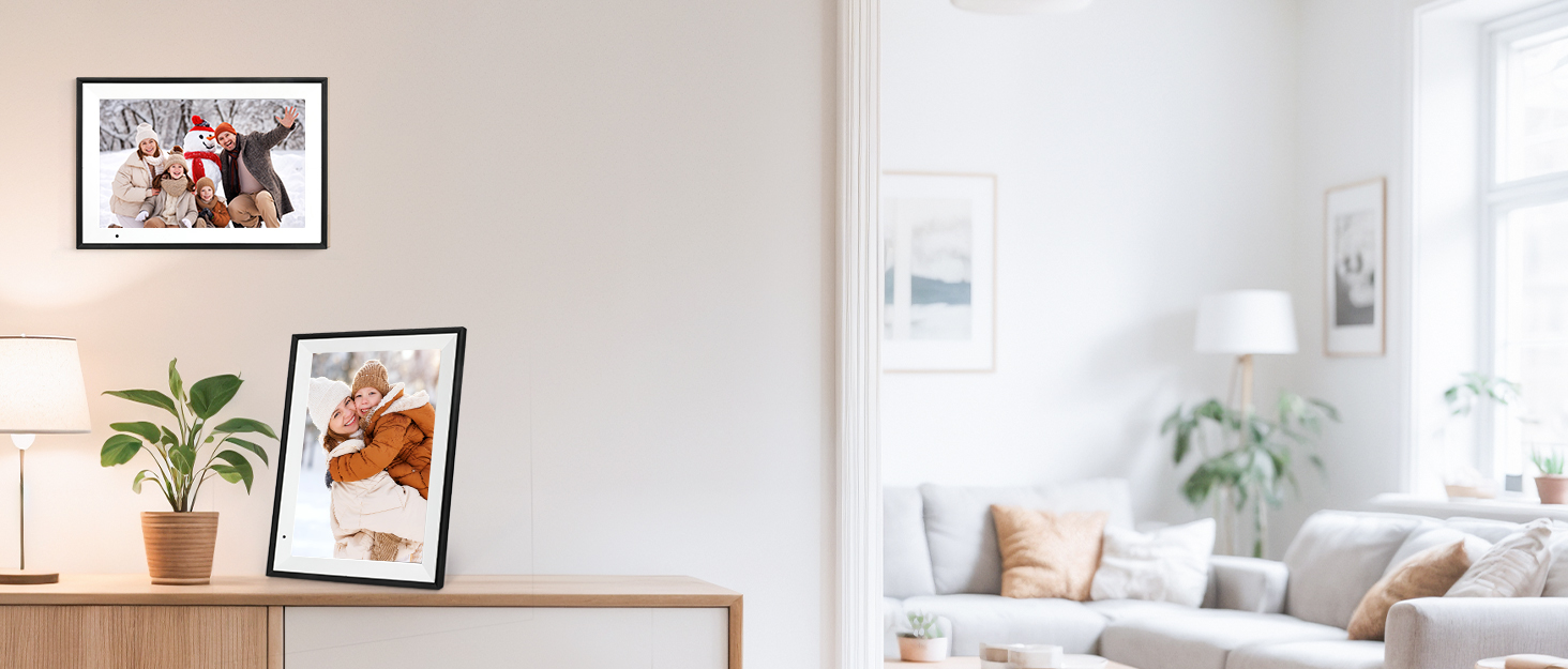 Цифровий фоторамка 10.1 дюйма з Wi-Fi, 32GB, IPS сенсорний екран, автоматичне обертання, чорний колір