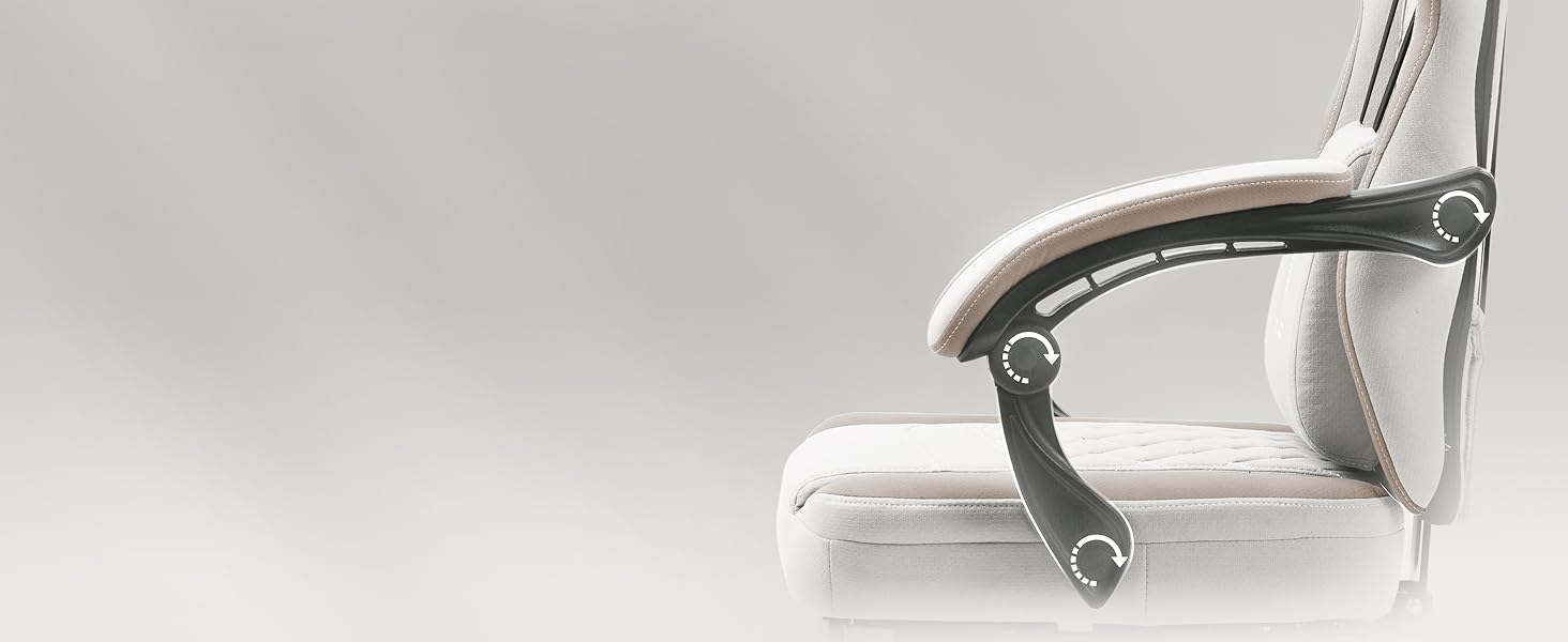 Ігрове крісло Dowinx з тканини, гелевою подушкою та кишеньковим пружинним блоком, ергономічний офісний стілець з підніжкою, масажний ігровий крісло-реклайнер для дорослих, бежевий