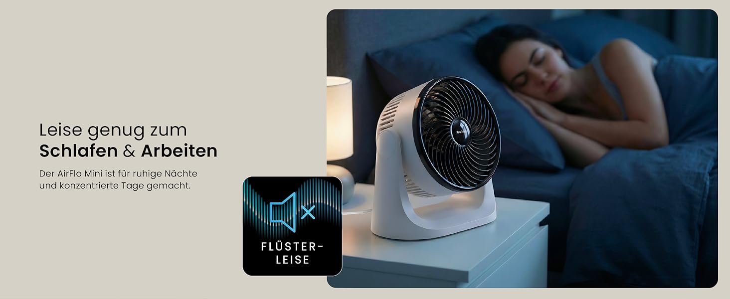 Вентилятор настільний Pro Breeze AirFlo Mini – Тихий турбо-вентилятор з 3 швидкостями, нахилом 90° та потужним потоком повітря до 4,2 м/с, компактний для офісу, спальні та робочого столу, білий