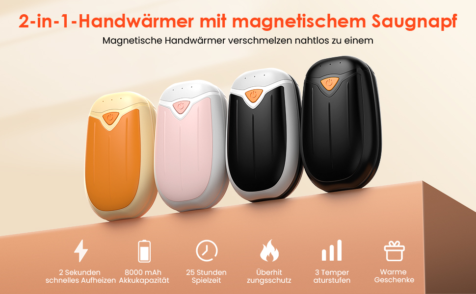 Електричний нагрівач для рук, 2 шт., 5200 mAh, USB, 3 режими нагріву, до 50°C, для активного відпочинку, кемпінгу, полювання