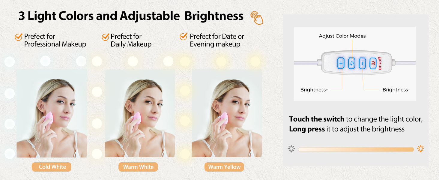 Великий туалетний столик ANWBROAD з регульованою LED-підсвіткою та 11 ящиками. Сучасний туалетний столик з дзеркалом, розетками, 6 відкритими полицями. Комплект з пуфом. Білий колір, 140x110x40 см. Модель BDT86W