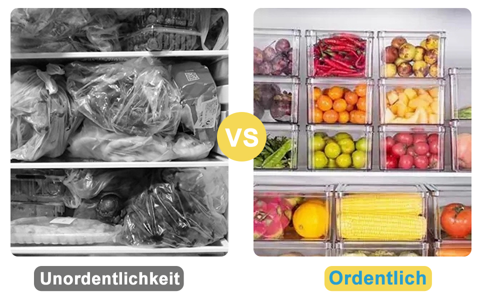 Набір контейнерів для холодильника 14шт. з кришкою та підставкою для посуду, прозорі, стекувальні. Організація та зберігання в холодильнику