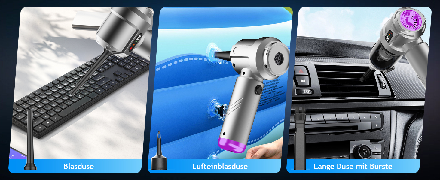 Акумуляторний ручний пилосмок 4 в 1, бездротовий портативний пилосос для авто та дому, 25000Па, з автоматичним очищенням та потужним всмоктуванням для шерсті тварин, сріблястий