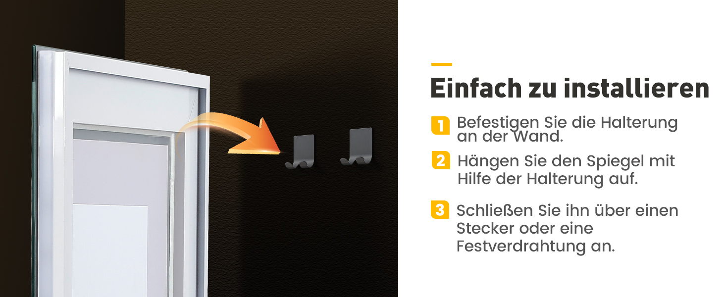 Дзеркало для ванної кімнати YOLEO з підсвічуванням 90x70 см, LED дзеркало з переднім та заднім освітленням, дзеркало з пам'яттю, 3 регульовані кольори світла, антизапарник 90x70 см
