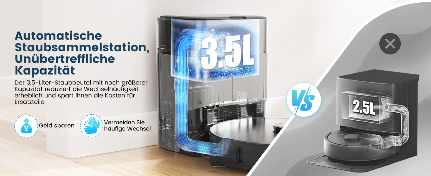 Робот-пилосос AIRROBO T20+ з функцією миття, 3.5л, станція самоочищення, 180хв роботи, LiDAR навігація, потужне всмоктування, керування через додаток, колір: чорний