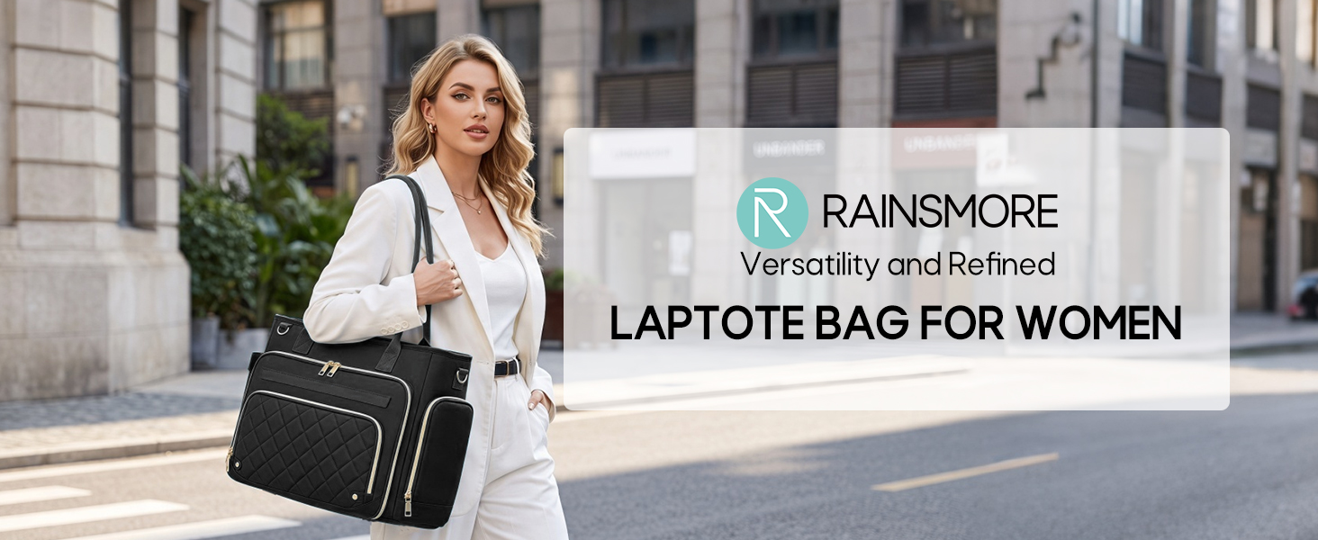 Жіноча сумка для вчителів RAINSMORE: велика сумка для ноутбука 15.6 дюймів, чорна