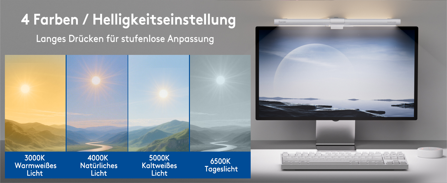 LED лампа для монітора Quntis 40см з підсвічуванням, регульована, захист очей, для офісу та дому