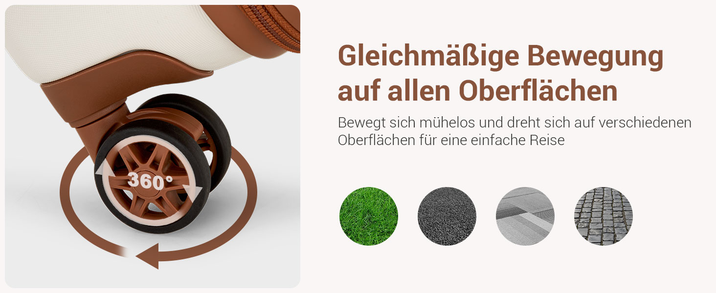 Чемодан KONO Mittelgroß: міцний ABS+PC, 60L, білий/коричневий, з TSA замком