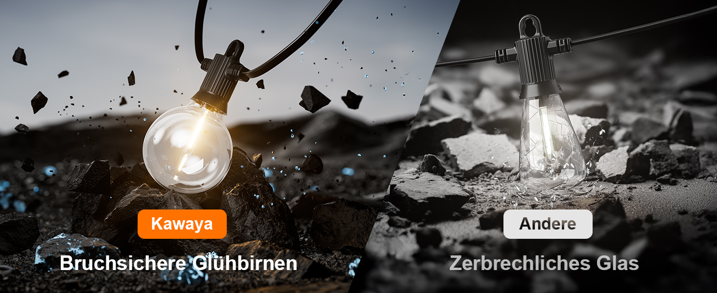 Ланцюжок прикрас Kawaya 10м LED, зовнішній, для саду, тераси, балкону, IP65, вологостійкий, тепле світло