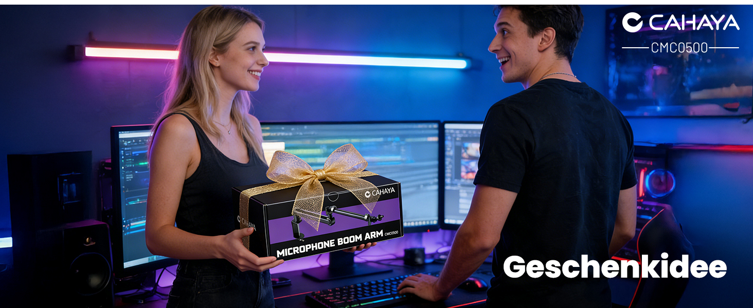 CAHAYA Мікрофонний стійкий кронштейн Boom Arm Professional: Регульований мікрофонний кронштейн з подовжувачем, дизайн під монітор для стрімінгу та запису, вантажопідйомність до 2.5 кг