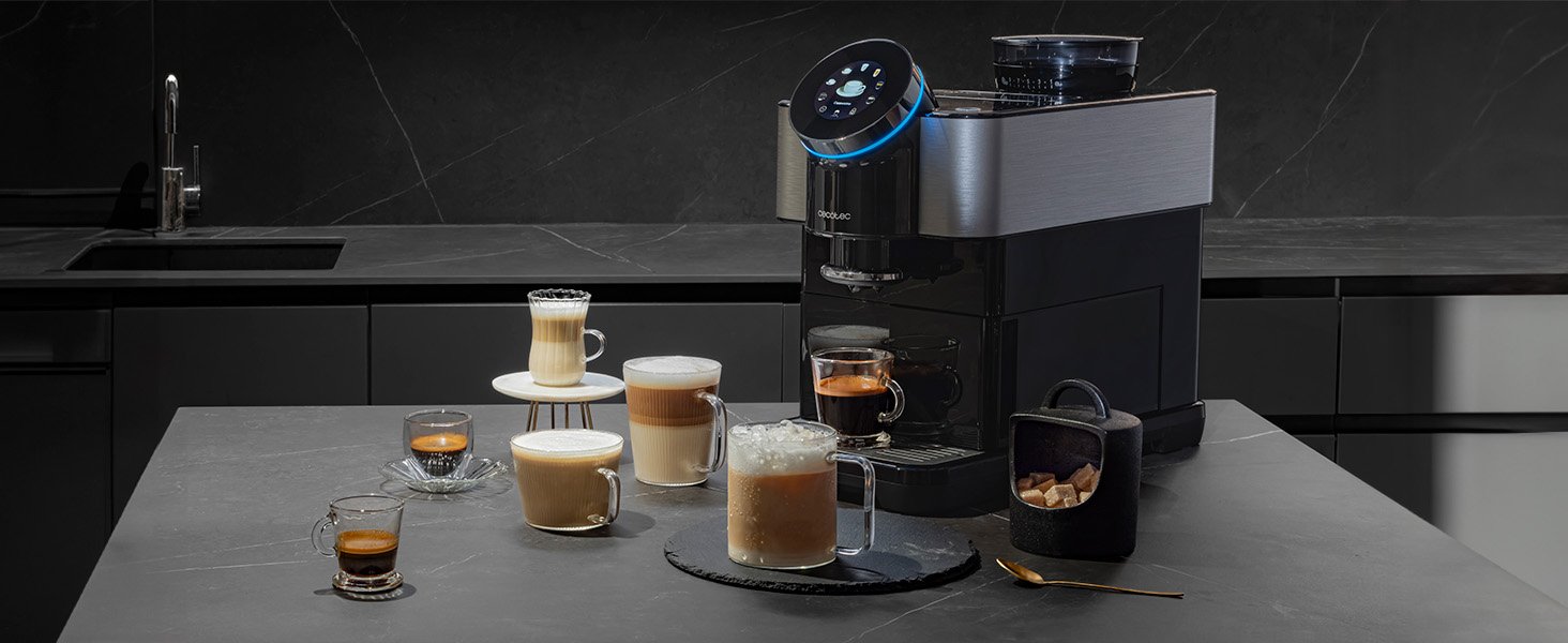 Кавомашина автоматична Cecotec Cremmaet Spin 1450W з TFT-дисплеєм, термоблоком, автоочищенням та місткістю для зерен 290г