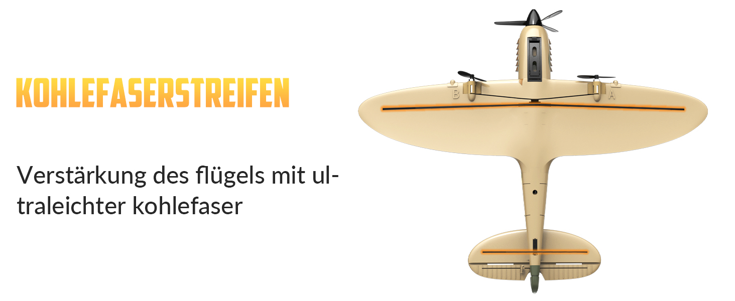 RC літак Hawk's Work Spitfire 2.4GHz - радіокерований винищувач для дітей та початківців, готовий до польоту, 6-осьовий гіростабілізатор