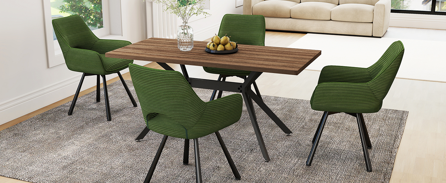 Набір обідніх стільців 4 шт. з поворотним механізмом 360°, стільці з підлокітниками на металевих ніжках, підходять для обідньої кімнати, м'які стільці з велюру, бежевого кольору