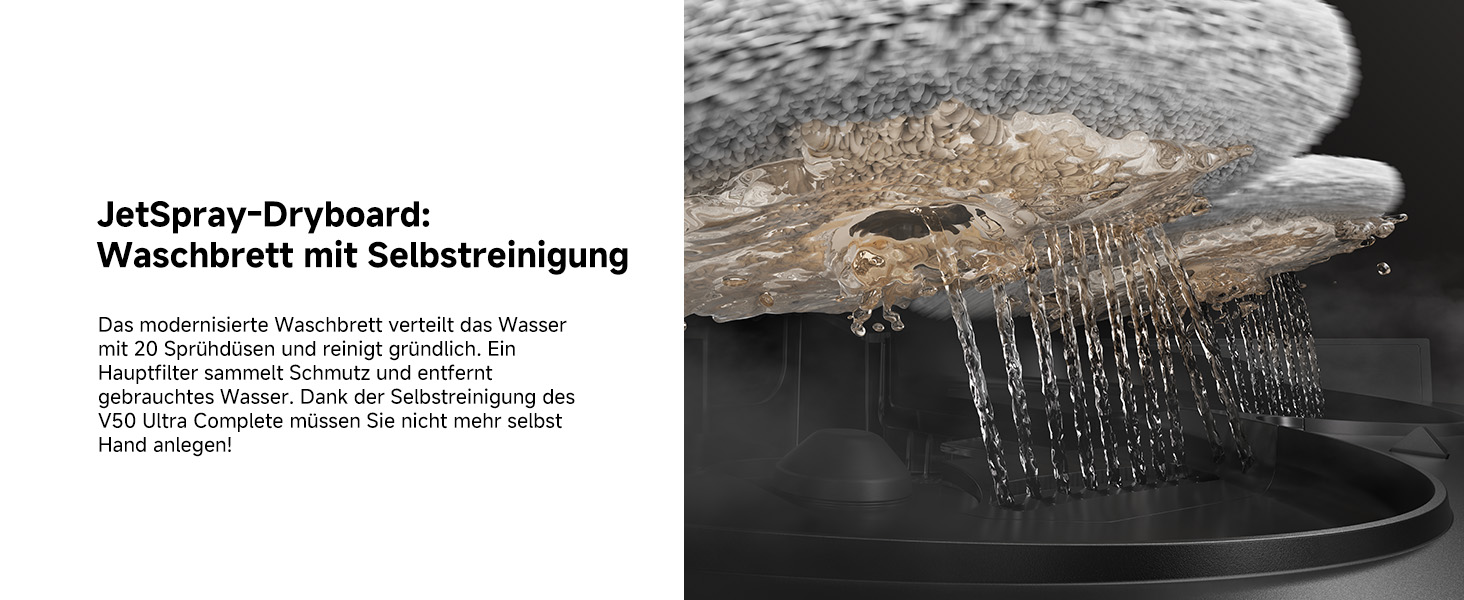 Робот-пилосос Mova V50 Ultra з функцією миття, 24000 Па, 6 см перешкода, навігація Liftable, RGB AI, LED, 80°C гаряча вода, 63°C сушка, DuoSolution, Tricut, чорний