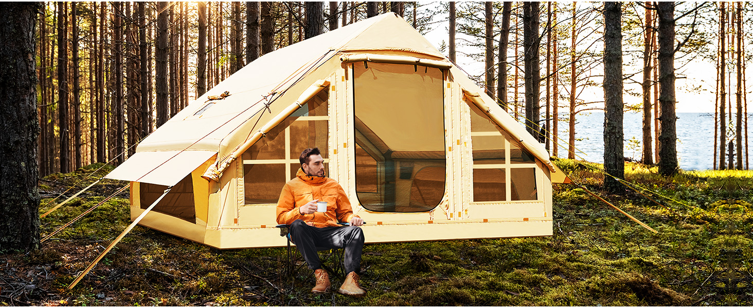 Надувний намет для кемпінгу Oxford 4-6 осіб, водонепроникний, Air Glamping - швидкозбірний намет для відпочинку на природі