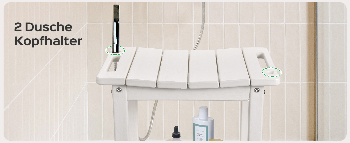 LyriFine Дюшхокер 47 см HDPE, стілець для душу, з тримачем для душу, 160 кг, для літніх людей та людей похилого віку