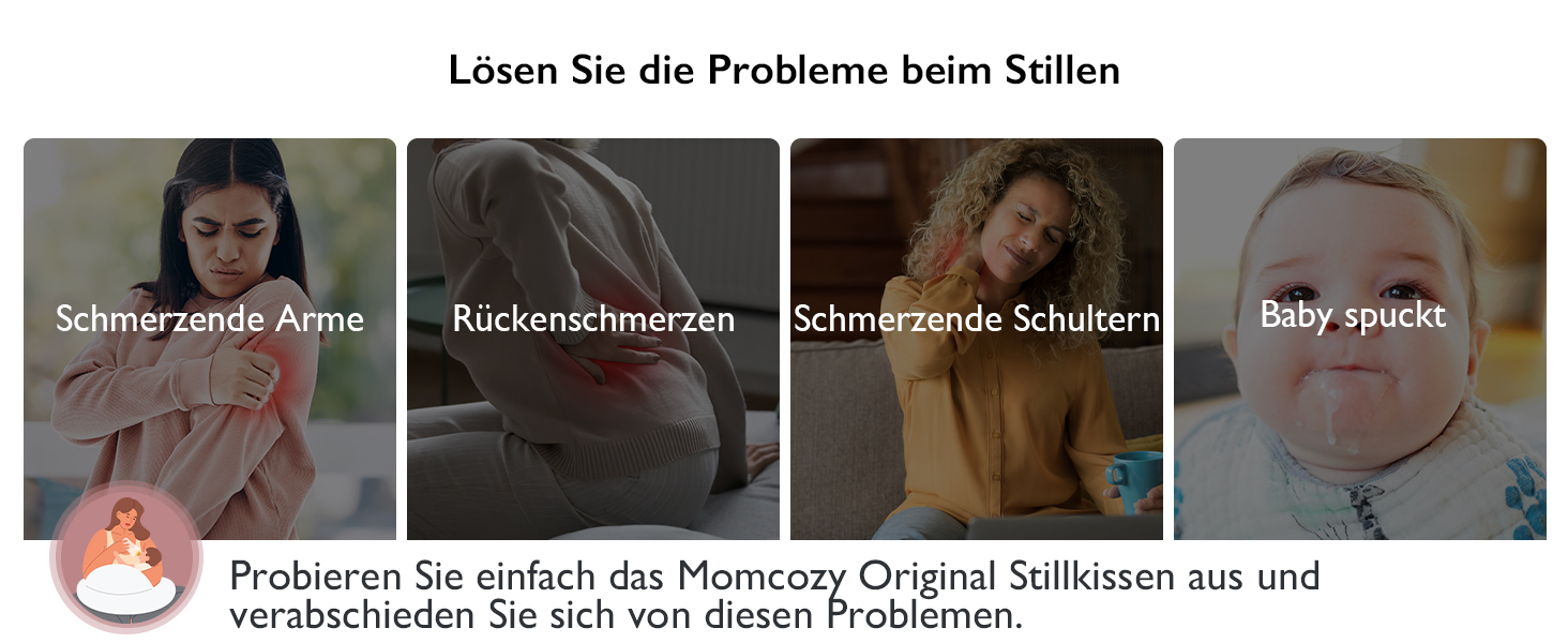 Подушка для годування Momcozy з захисним бордюром – ергономічна подушка для годування та підтримки з регульованим ремінцем та знімним бавовняним чохлом, дизайн 