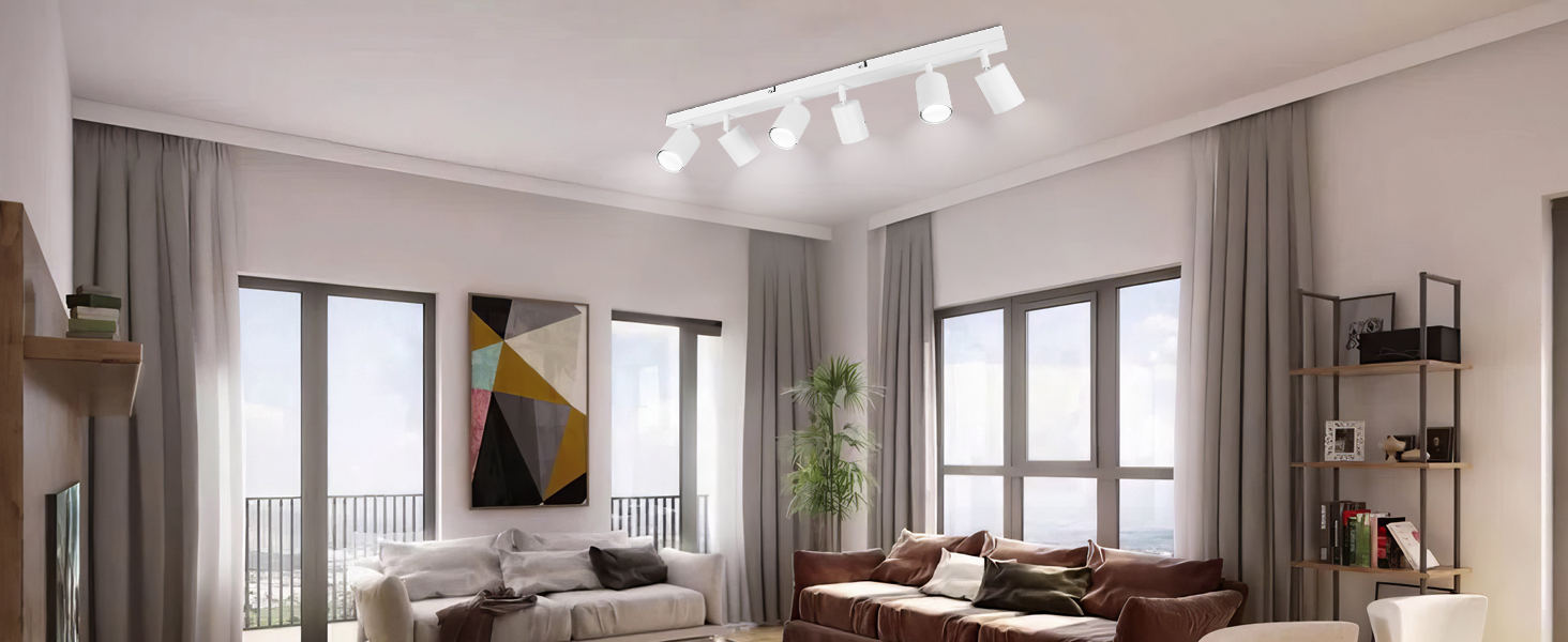 Світильник стельовий Ketom GU10 LED, поворотний спот на 6 ламп, білий