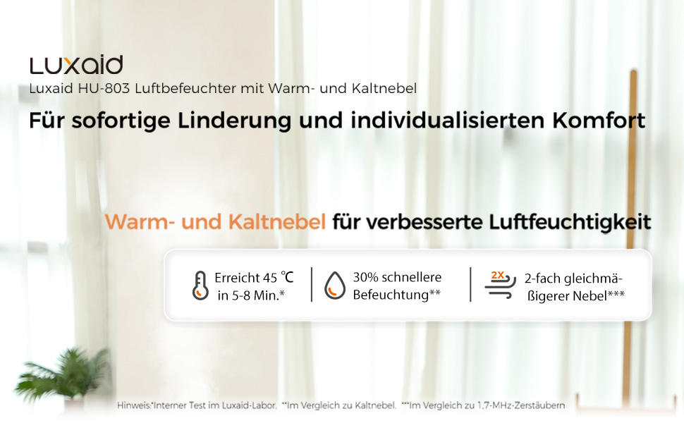 Зволожувач повітря Luxaid HU-802 4.5л з пультом, гігростатом та таймером для спальні та великих приміщень. Тихий зволожувач для дитячої кімнати.