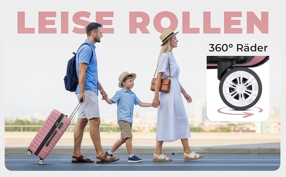 Набір валіз Onbest 3шт XXL (20', 24', 28') з ABS пластику, рожеве золото + ваги