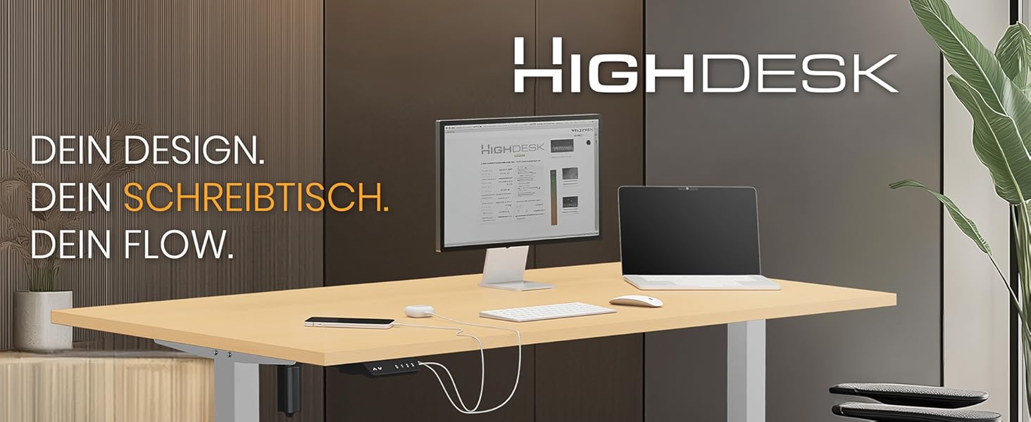 Електричний стіл KRIEG HighDesk SMART 180x80 см сріблястий/клен - регульований по висоті стіл для сидіння та стояння