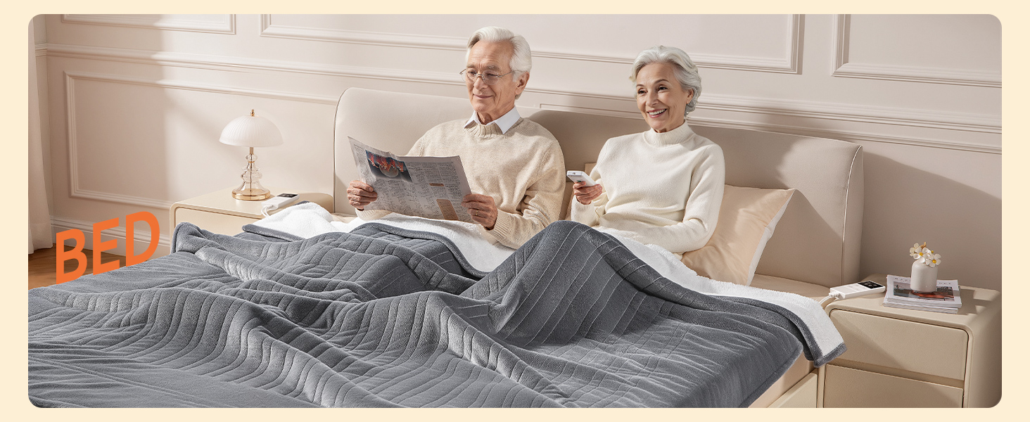 Електрична ковдра з автовимкненням та 9 зон нагріву 200x180 см, таймер 1-9 год з функцією пам'яті, швидкий нагрів та рівномірний розподіл тепла, двостороння фланель та штучне хутро