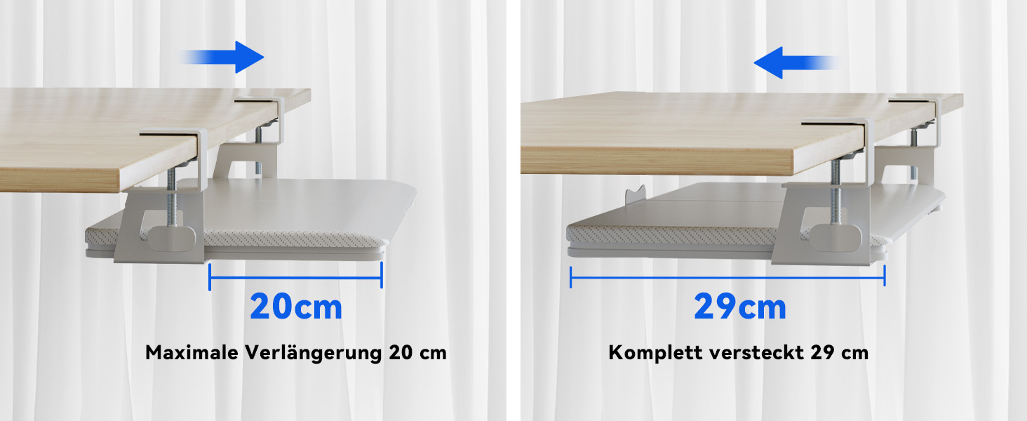 Тримач для клавіатури NearHub з регулюванням, під стіл, карбоновий дизайн, 65 см