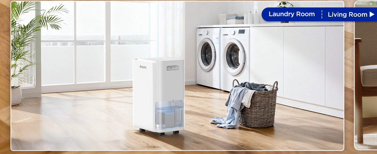 EasyAcc Електричний осушувач повітря 1200мл, 18л/день, тихий, портативний, з автовимкненням та режимом сну для дому та офісу (білий)