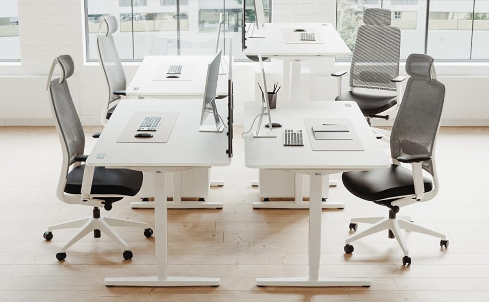 Ергономічний стіл Yaasa Desk Pro з електрорегулюванням висоти, білий 180x80 см – Multiplex. Навантаження до 120 кг, з дисплеєм ErgoTouch