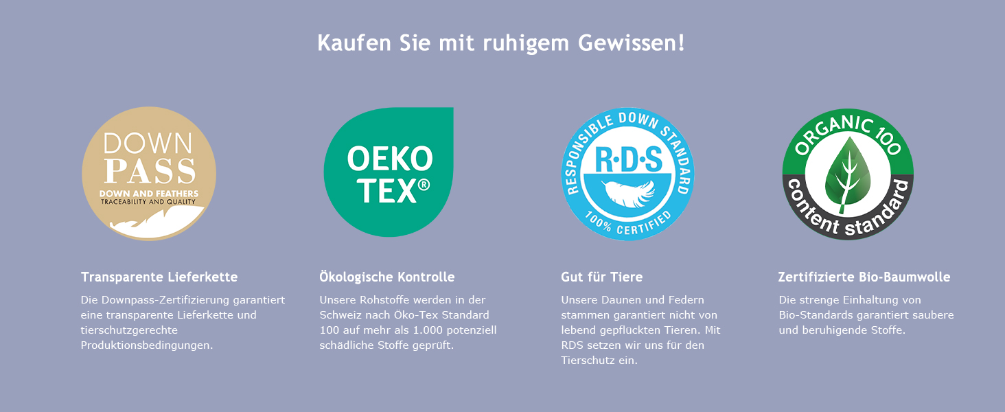 Пухова ковдра APSMILE 200x200 см з натурального пуху та пера, біо-бавовна, для алергіків, сертифікат Ökotex, RDS, середньої теплоти, біла, цілорічна