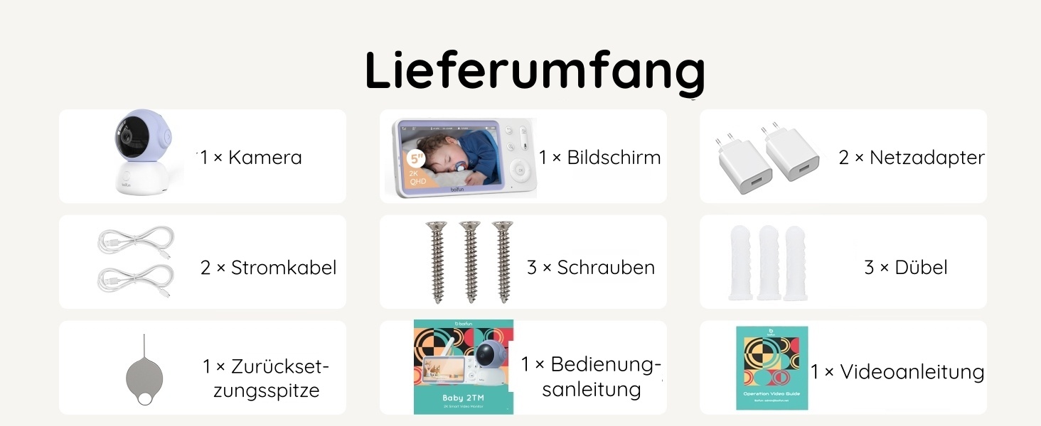 Відеоняня BOIFUN 2K/3MP з камерою Wi-Fi, нічним баченням, 5