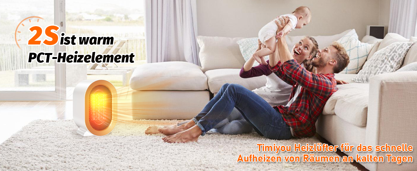 Електричний обігрівач PTC: тихий, керамічний, з регулюванням температури, портативний, з захистом від перегріву та перекидання. Підходить для офісу, дому, гуртожитку