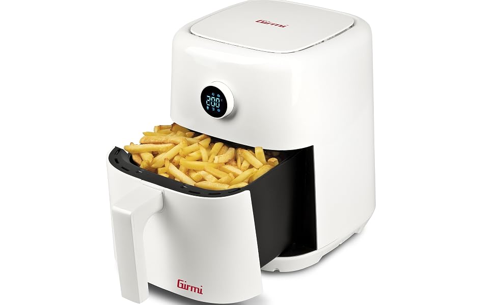 Аерофритюрниця Girmi FG86 Ecofrit Easy на 5 літрів, 1400 Вт, 6 програм, дисплей з поворотним регулятором, таймер, книга рецептів
