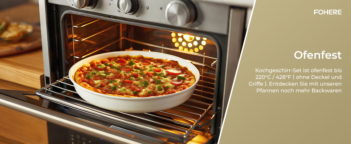 Набір посуду FOHERE 8 предметів: каструлі та сковороди з 2 знімними ручками, сковорода 20/28 см, каструлі 2.6/1.4 л, підходить для всіх плит (індукція), безпечний у духовці та посудомийній машині, бежевий