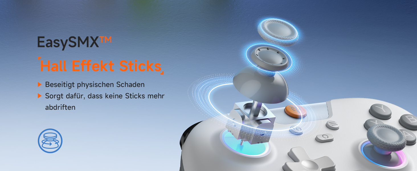 Контролер EasySMX X05 для ПК/Switch/Steam/Android з підсвічуванням RGB, бездротовий, з аналоговими джойстиками та тригерами, Bluetooth (білий)