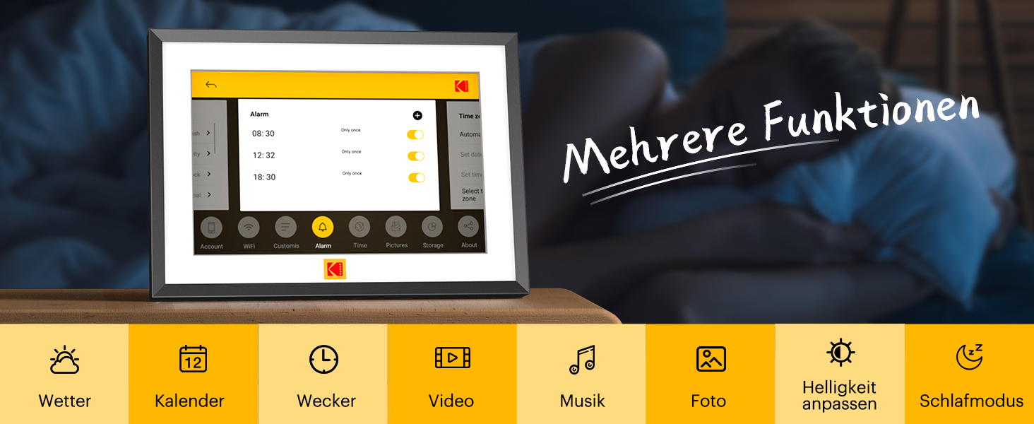 Цифровий фоторамка Kodak 10 дюймів з Wi-Fi, 32GB, IPS HD сенсорний екран, автоповорот, чорний