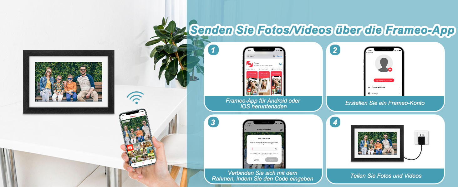 Цифровий рамка для фотографій з дерева, Wi-Fi, 32GB, 10.1 дюйма, IPS сенсорний екран, Frameo APP, подарунок, дуб (чорний дуб)