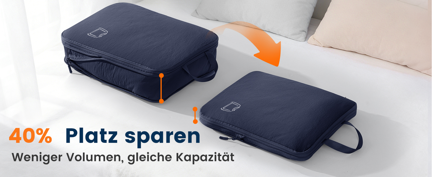 Набір компресійних органайзерів для одягу в дорогу (5 шт), нейлонові дорожні сумки-кубики для валізи та рюкзака, темно-синій