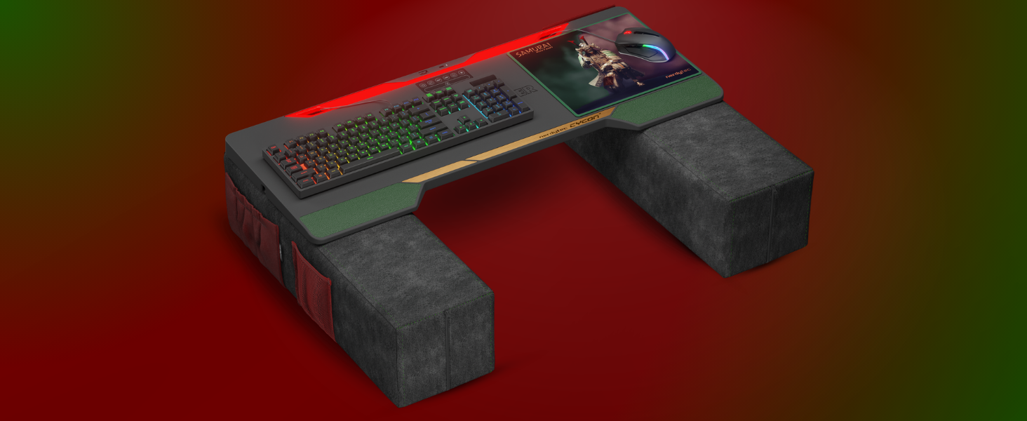 Couchmaster CYCON³: ергономічний стіл для ноутбука для дивану, софи та ліжка, з USB хабом (Samurai Black Edition)