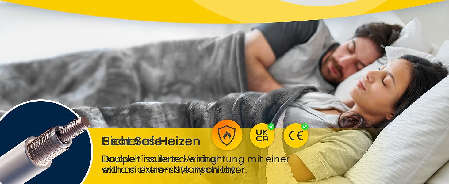 Електрична ковдра Cosi Home 180x130 см з таймером, захистом від перегріву та 10 рівнями нагріву - Кремовий колір