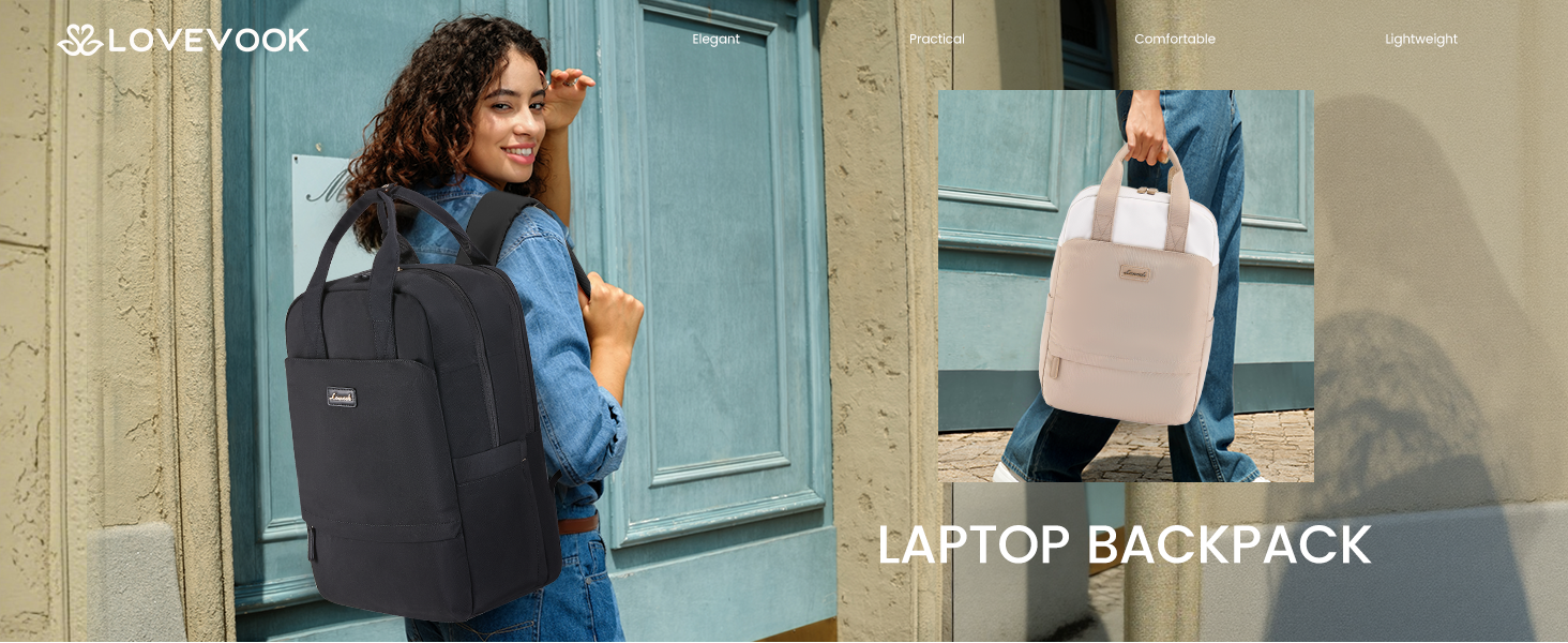 Сумка-рюкзак LOVEVOOK для жінок, 15.6 дюймів, для ноутбука, шкільний, підлітковий, елегантний, для подорожей, для дівчаток, водонепроникний, для роботи, для навчання, універсальний, бежевий, хакі