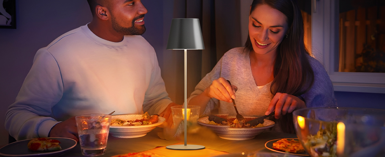 MALUX 2 шт. LED настільна лампа бездротова з сенсором, для дому та вулиці, перезаряджувана, з таймером, 3 режими температури, регулювання яскравості, чорний колір