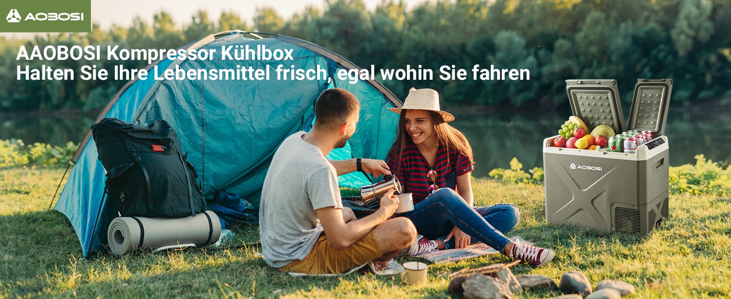 Автомобільний компресорний холодильник AAOBOSI 40L: Електрична сумка-холодильник 12/24V та 100-240V, двозонна, -20°C до 20°C – для авто, вантажівок, човнів, кемперів та кемпінгу