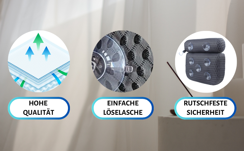 Подушка для ванни з присосками, сіра - ергономічна підкладка під голову у ванну