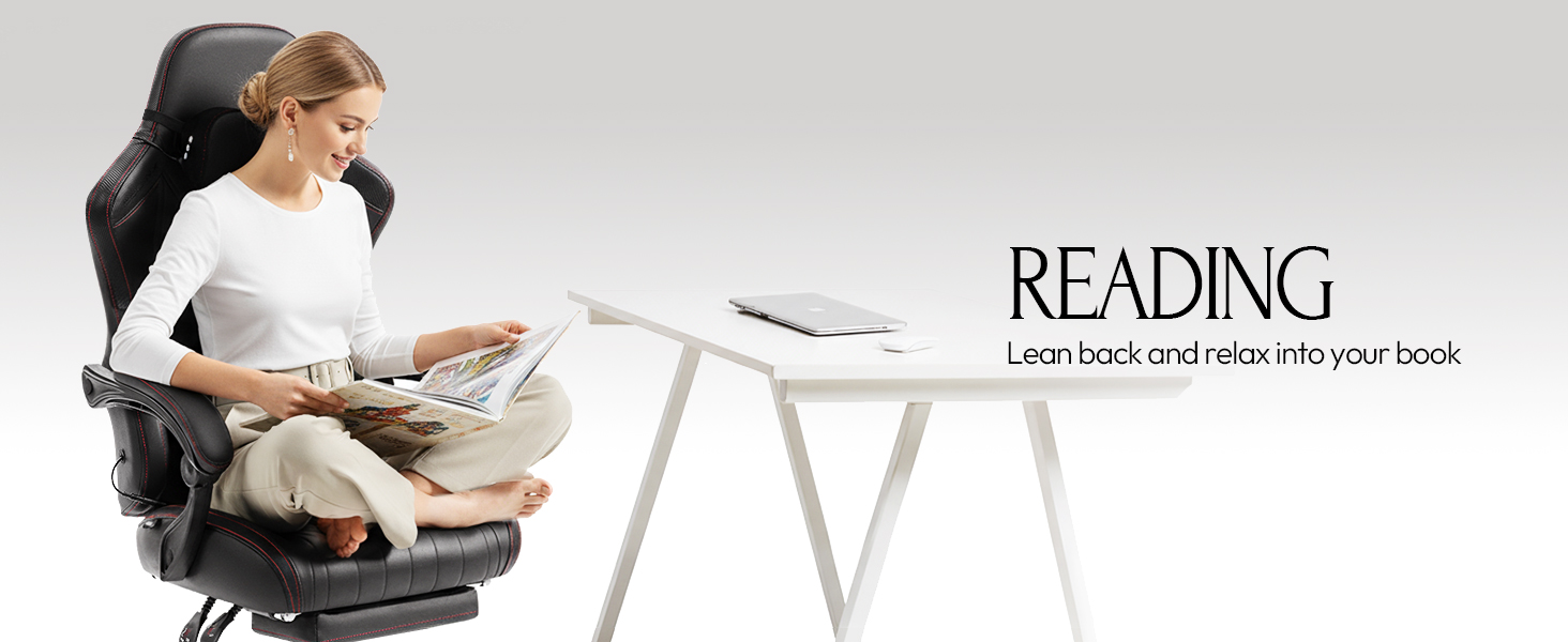 Ігровий крісло Dowinx з масажем, ергономічний дизайн, підтримка попереку та шиї, до 135 кг, шкіряне, чорний