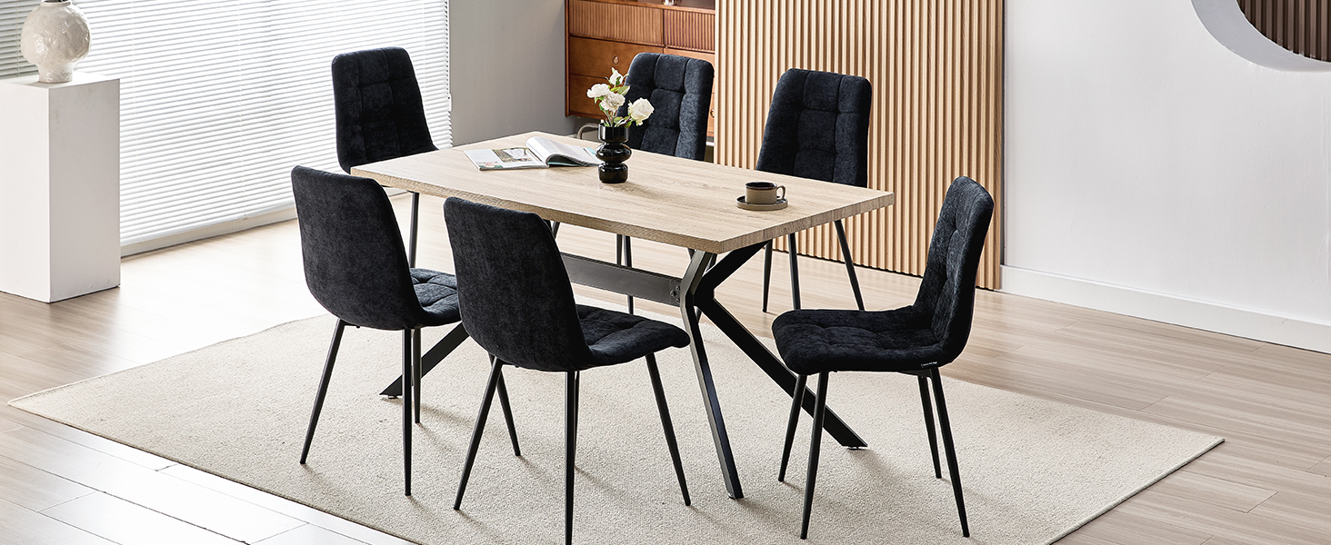 Набір обідніх стільців для кухні, вітальні та спальні: м'які стільці з лінолеєвої тканини та металевими ніжками, колір хакі (4 шт., чорний квадрат)