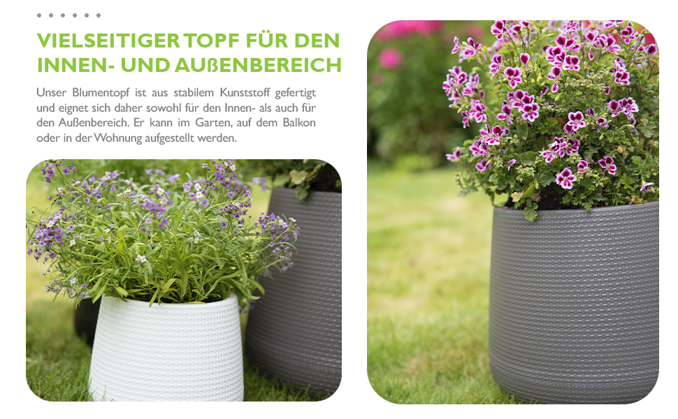 Верденія Горщик для квітів Агат Сірий, 23 см - пластиковий горщик для дому та саду