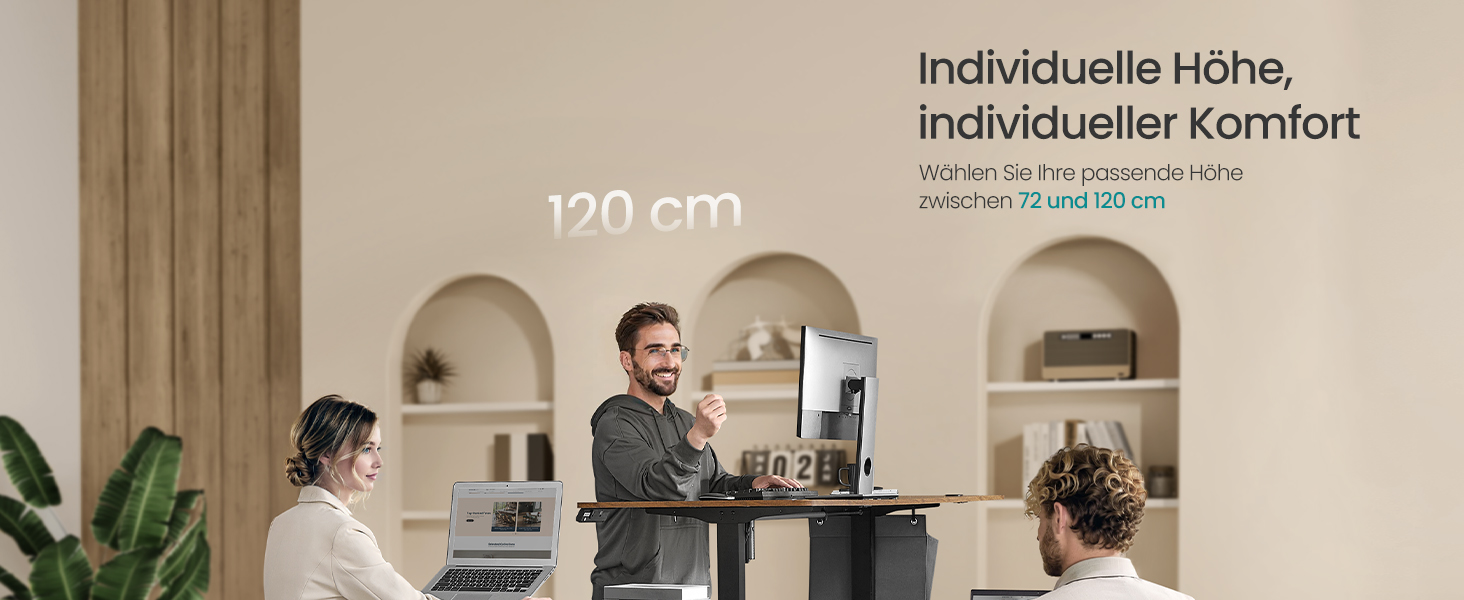 SONGMICS Електричний стіл для роботи, 120x60 см, регулювання висоти, пам'ять на 4 положення, для офісу, вінтажний коричневий, LSD132K01